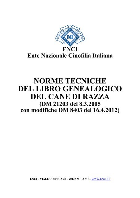 Norme tecniche del Libro genealogico - Enci