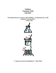 Syllabus Chemistry B1B Fall 2012 - Bakersfield College