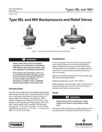 Type 98L and 98H Backpressure and Relief Valves - Control ...