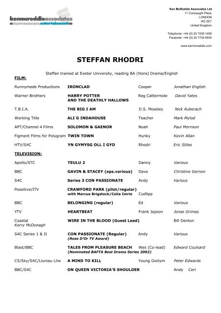 STEFFAN RHODRI - Ken Mcreddie Associates