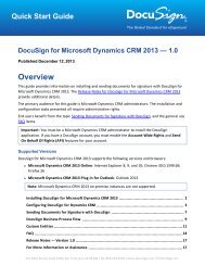 DocuSign for Microsoft Dynamics 2013 Quick Start Guide