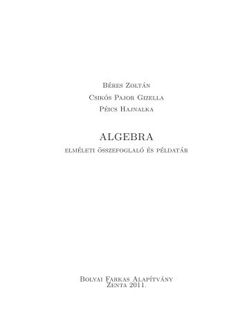 ALGEBRA - Bolyai Farkas Alapitvány