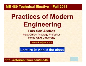 Course description - Tribology Group - Texas A&M University