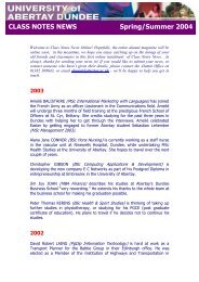 CLASS NOTES NEWS Spring/Summer 2004 - University of Abertay ...