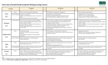 FYC Rubric - University of South Florida