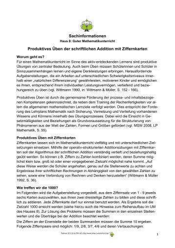 Sachinformation_Produktives Ueben mit Ziffernkarten - PIK AS