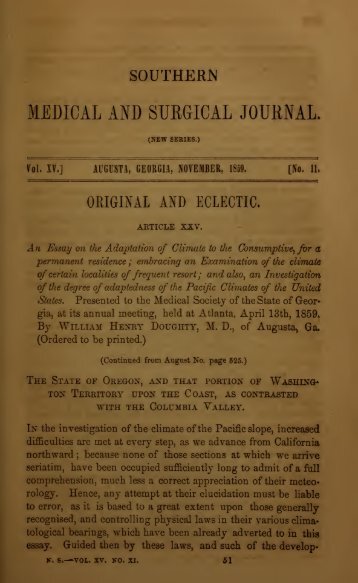 Southern Medical and Surgical Journal - Georgia Regents University