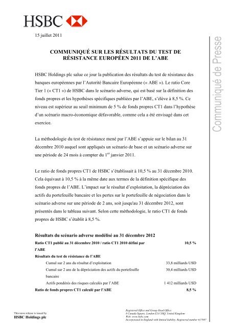 HSBC France - Document de référence 2012