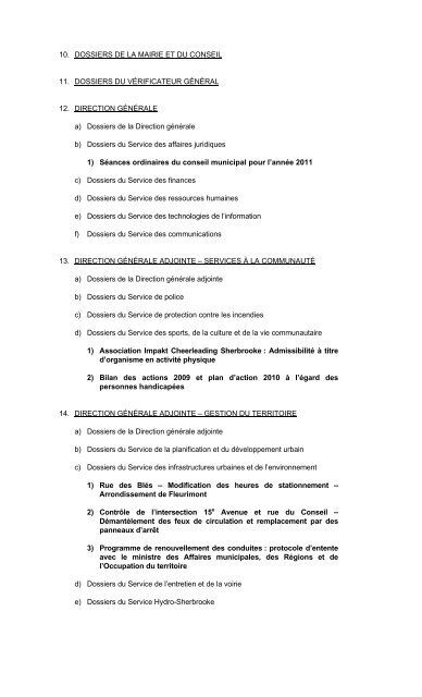 7 septembre - sÃ©ance ordinaire (PDF - 70 Ko) - Ville de Sherbrooke