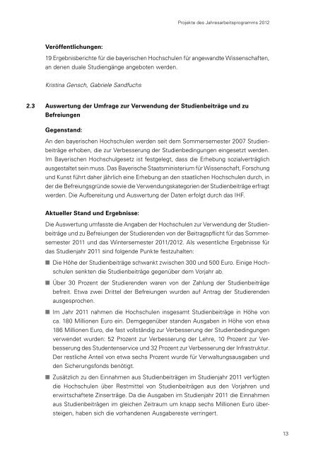 JAHRESBERICHT 2012 - IHF - Bayern