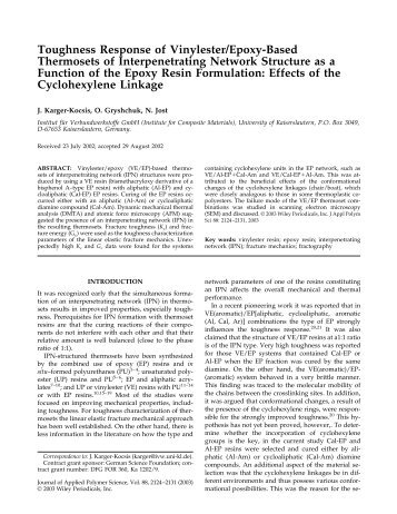 Toughness Response of Vinylester/Epoxy-Based Thermosets of ...