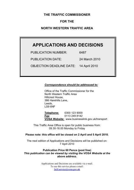 applications and decisions - Driver and Vehicle Licensing Agency