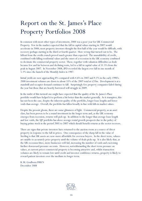 Report of the Investment Committee 2008 - St James's Place
