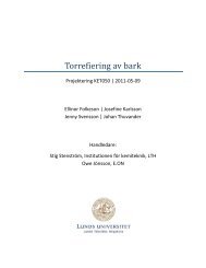 Torrefiering av bark - Kemiteknik - Lunds Tekniska Högskola