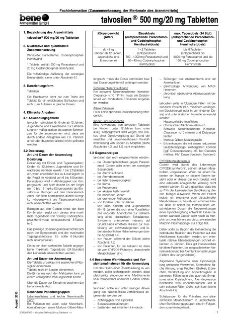 talvosilen® 500 mg/20 mg Tabletten - bene-Arzneimittel