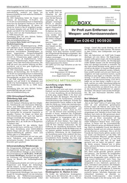 Ausgabe Nr. 38 vom 18.09.2013 - Verbandsgemeinde Linz