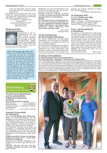 Ausgabe Nr. 38 vom 18.09.2013 - Verbandsgemeinde Linz