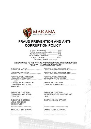 fraud prevention and anti- corruption policy - Makana Municipality