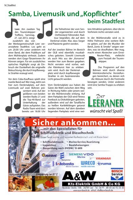 Leer Maritim, Tourenskipper - Stadtfest - Weinfest Seite 12-17 ...