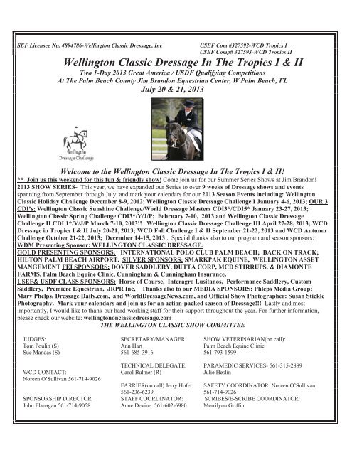Wellington Classic Dressage In The Tropics I & II