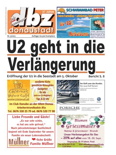 Eröffnung der U2 in die Seestadt am 5. Oktober - dbz-donaustädter ...