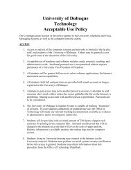 University of Dubuque Technology Acceptable Use Policy