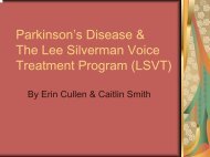 Parkinson's Disease & The Lee Silverman Voice Treatment Program ...