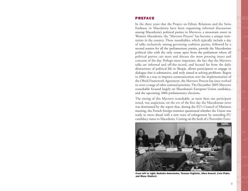Macedonia: Agenda 2006 - Project on Ethnic Relations