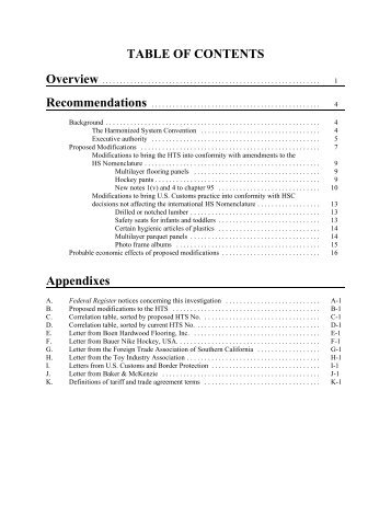 TABLE OF CONTENTS Appendixes - USITC