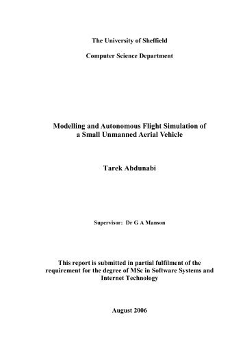 Modelling and Autonomous Flight Simulation of a Small Unmanned ...