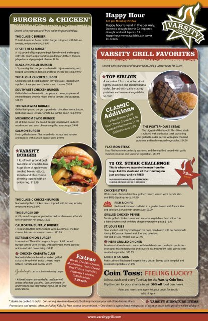 Menu - Varsity Grill