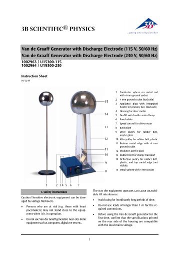 Van de Graaff Generator with Discharge Electrode (115 V, 50/60 Hz)