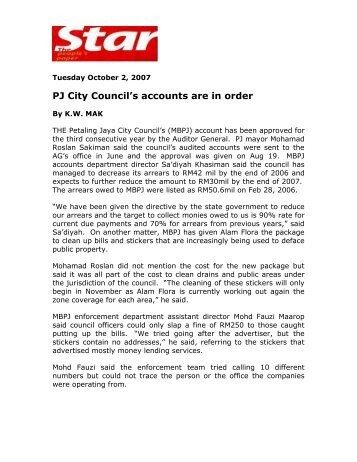PJ City Council's accounts are in order