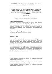 Legal Status of the Arbitration Tribunal under the International Law ...