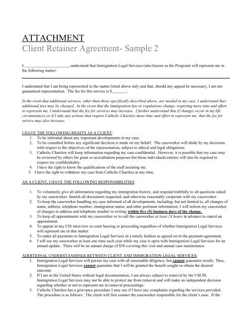 ATTACHMENT Client Retainer Agreement- Sample 2