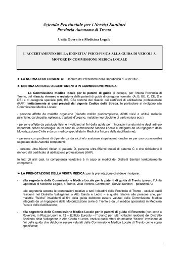 l' idoneita' psico-fisica alla guida di veicoli a motore - Azienda ...