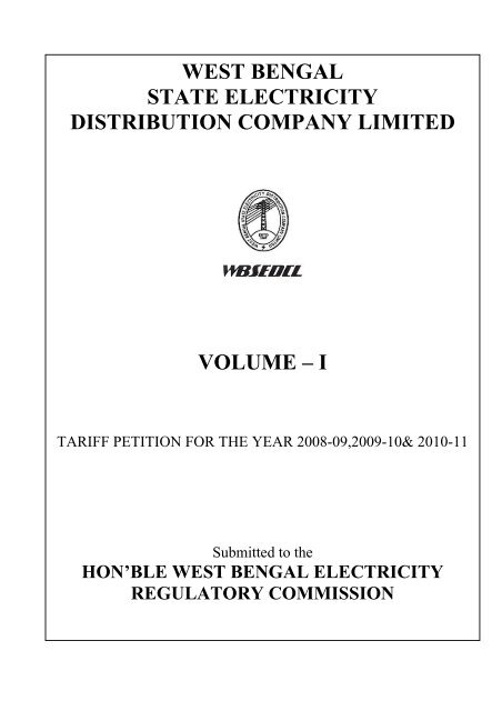 Tariff Petition 2008-09 to 2010-11 - WBSEDCL