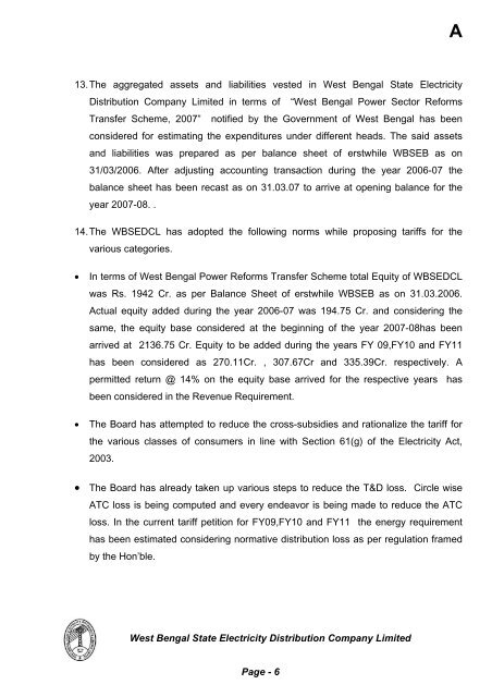 Tariff Petition 2008-09 to 2010-11 - WBSEDCL