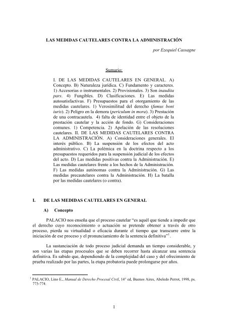 Las medidas cautelares contra la Administración - Cassagne ...