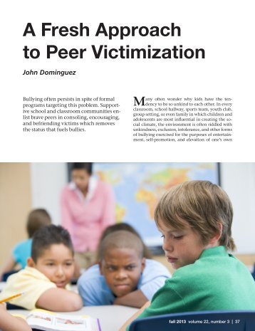 A Fresh Approach to Peer Victimization - Reclaiming Children and ...