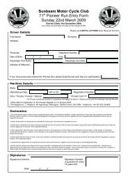 Pioneer Run Entry Form [2009] - Sunbeam MCC