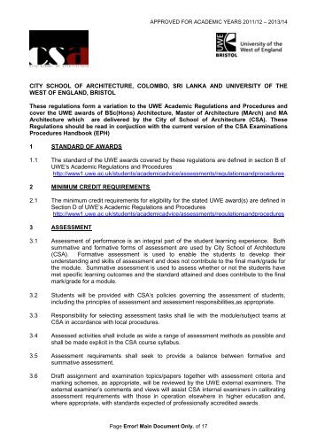 Approved regulations for named City School of Architecture ...