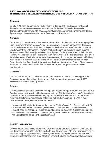 AI Report 2013 SOGI - Menschenrechte und sexuelle Identität (MeRSI)