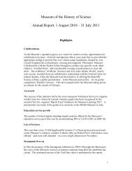 Museum of the History of Science Annual Report, 1 August 2010 ...