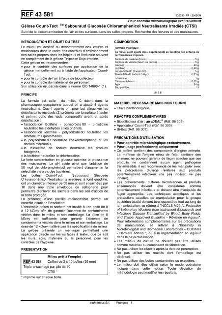 APIpdf/Gélose Count-Tact TM Sabouraud ... - Biologiemarine