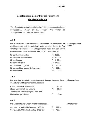 Feuerwehr; Besoldungsreglement - Gemeinde Landquart