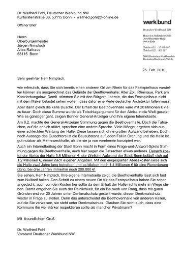 Offenen Brief unseres Initiativen-Mitglieds, Herrn Dr. Walfried Pohl ...
