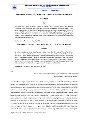 Arundhatı Roy'un “Küçük Şeylerin Tanrısı” - Sosyal Bilimler Enstitüsü ...