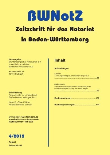BWNotZ 4/2012 - Württembergischer Notarverein e.V.