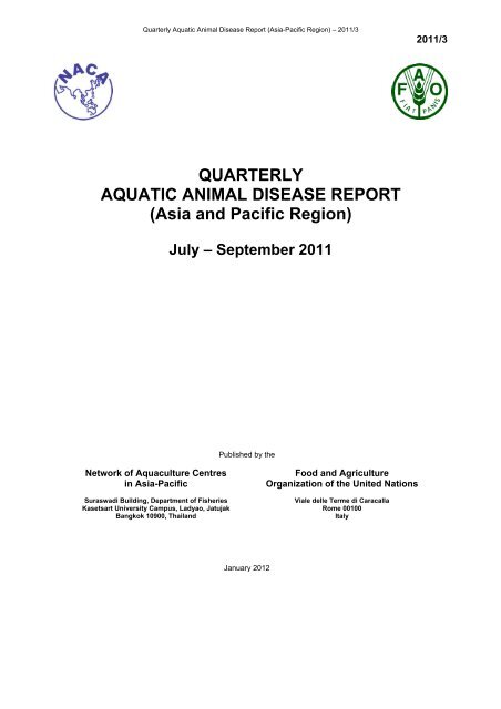 QUARTERLY AQUATIC ANIMAL DISEASE REPORT - Library ...